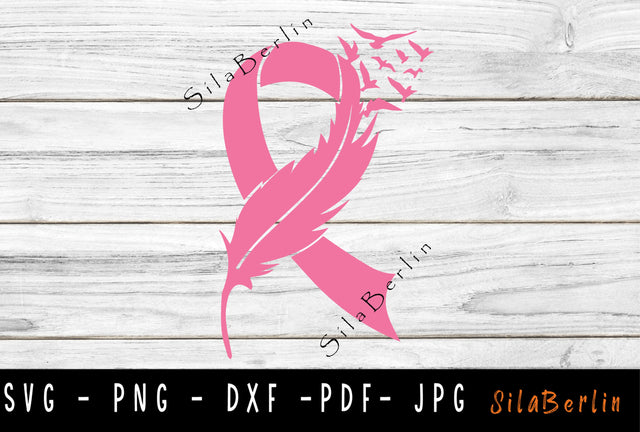 Feather Pink Ribbon SVG, Breast Cancer Svg, Awareness Ribbon svg, Breast Cancer png, Svg cut file to use for Cricut Silhouette SVG SilaBerlin 