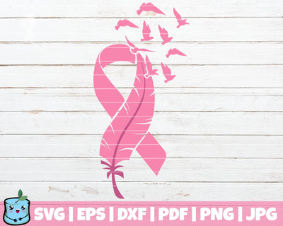 Feather Pink Ribbon SVG MintyMarshmallows 