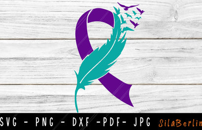 Feather Suicide Prevention Awareness SVG, Suicide Awareness Ribbon svg SVG SilaBerlin 