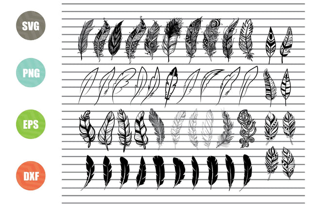 Feather SVG Bundle, Birds Feather svg, Feather Dxf, silhouette for cricut cut file, Feather Digital File, Dreamcatcher svg, Feather Vector SVG Artstoredigital 