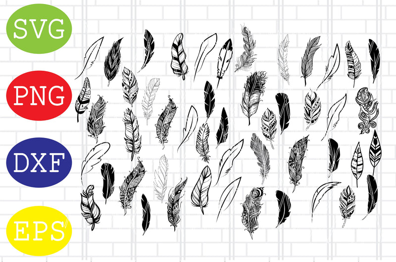 Feather SVG, Feather Clipart, Feather silhouette, Peacock svg, Boho ...