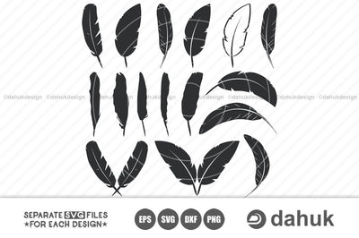 Feather Svg, Feather vector bundle, Feather Svg For Silhouette, Studio Files for Cricut, Svg, Eps, Dxf, Png, Cricut, Cut File SVG dahukdesign 