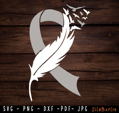 Feather white Ribbon SVG, Lung Cancer Svg, Awareness Ribbon svg, Lung Cancer png, Svg cut file to use for Cricut Silhouette SVG SilaBerlin 