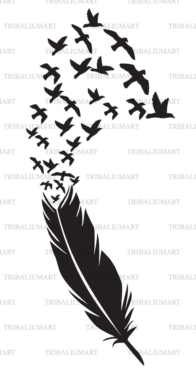Feather with Birds SVG TribaliumArtSF 
