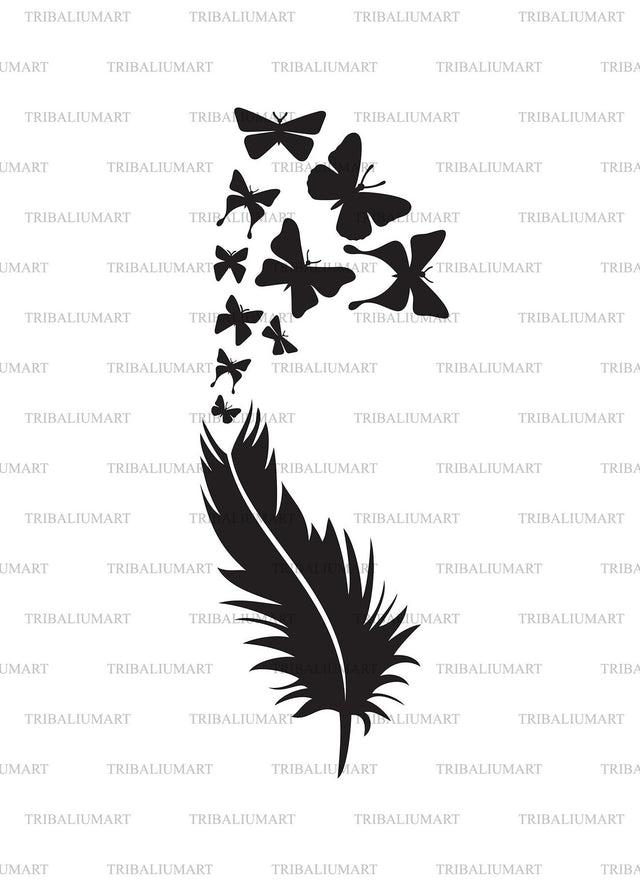 Feather with Butterflies SVG TribaliumArtSF 