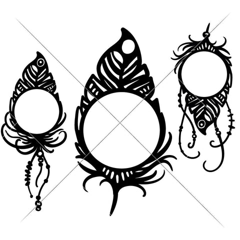 Feathers for Monogram SVG Chameleon Cuttables 