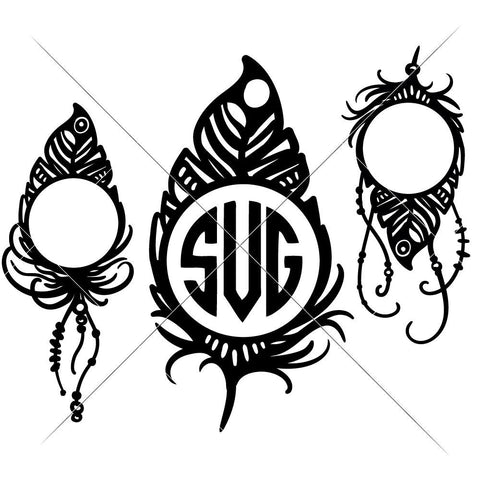 Feathers for Monogram SVG Chameleon Cuttables 