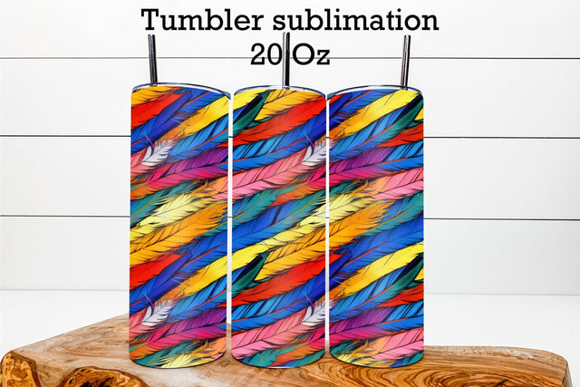 Feathers tumbler wrap | Boho tumbler sublimation Sublimation Svetana Studio 