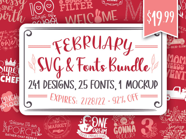 February 2022 SVG and Font Bundle Bundle So Fontsy Design Shop 