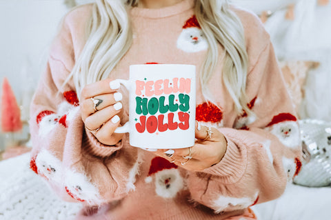 Feelin' Holly Jolly Retro PNG SVG Pickled Thistle Creative 