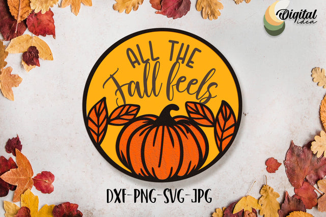 Feeling Fall | Inspiring Round Autumn Sign | WELCOME HALLOWEEN&FALL SVG Evgenyia Guschina 