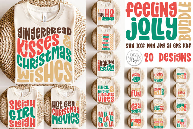 Feeling Jolly Retro Christmas SVG Bundle SVG Diva Watts Designs 