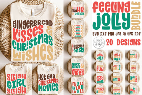 Feeling Jolly Retro Christmas SVG Bundle SVG Diva Watts Designs 