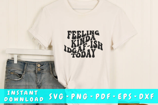 Feeling kinda IDGAF-ish today SVG, Groovy Sarcastic Quote SVG, PNG SVG HappyDesignStudio 