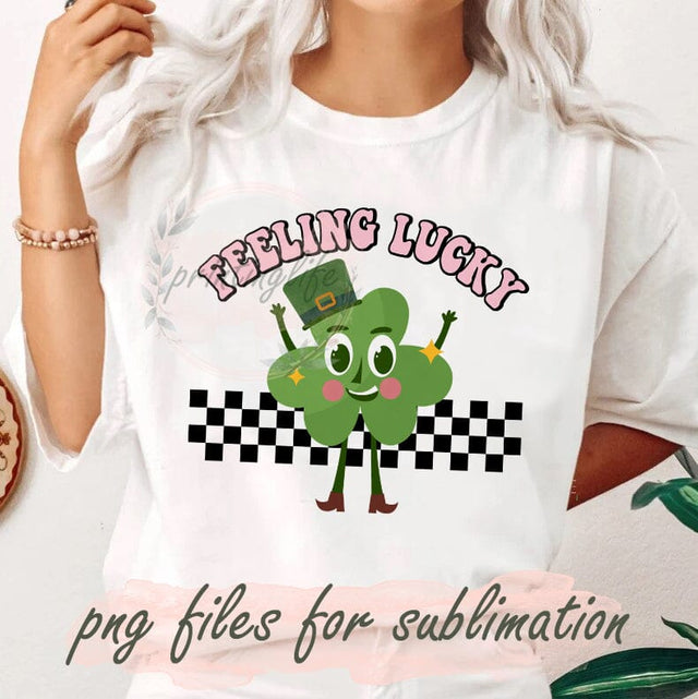 Feeling Lucky Design Png, Retro St Patricks Day Png, Shamrock Png, Irish Sublimation Png, Lucky Png, Retro Design Png, Digital Download Sublimation PrintingLife 