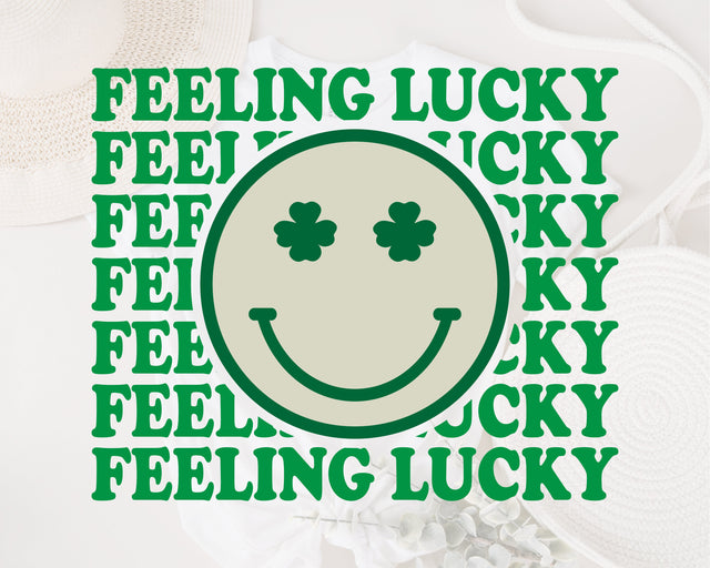Feeling Lucky SVG, Feeling Lucky Smiley svg, Retro St Patrick's day svg, St Patty's Day svg, Lucky Smiley svg, Happy Go Lucky svg, png dxf SVG Fauz 
