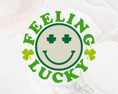 Feeling Lucky SVG, Feeling Lucky Smiley svg, Retro St Patrick's day svg, St Patty's Day svg, Lucky Smiley svg, Happy Go Lucky svg, png dxf SVG Fauz 