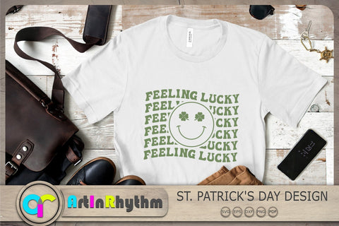 Feeling Lucky Svg, St. Patrick's Day Svg, Shamrock Svg, Smiley Face Svg, Clover Svg SVG Artinrhythm shop 