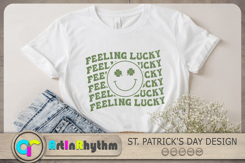 Feeling Lucky Svg, St. Patrick's Day Svg, Shamrock Svg, Smiley Face Svg, Clover Svg SVG Artinrhythm shop 