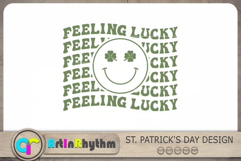 Feeling Lucky Svg, St. Patrick's Day Svg, Shamrock Svg, Smiley Face Svg, Clover Svg SVG Artinrhythm shop 