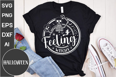 Feeling Witchy Halloween Round Sign SVG Design, Halloween SVG Design, SVGs,Quotes and Sayings,Food & Drink,On Sale, Print & Cut SVG DesignPlante 503 