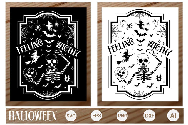 Feeling Witchy Round Sign SVG, Farmhouse Halloween SVG Design, Halloween Round Sign SVG, SVGs,Quotes and Sayings,Food & Drink,On Sale, Print & Cut SVG DesignPlante 503 