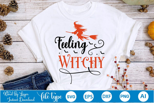 Feeling Witchy SVG Cut File, Halloween SVG Design SVG DesignPlante 503 