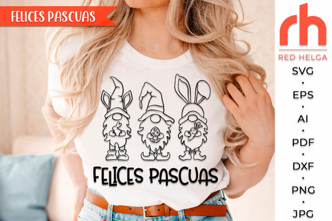 Felices Pascuas SVG, Easter Gnomies DXF, Spanish Window Decor Cut File SVG RedHelgaArt 