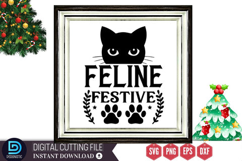 Feline festive SVG, Feline festive SVG DESIGNISTIC 