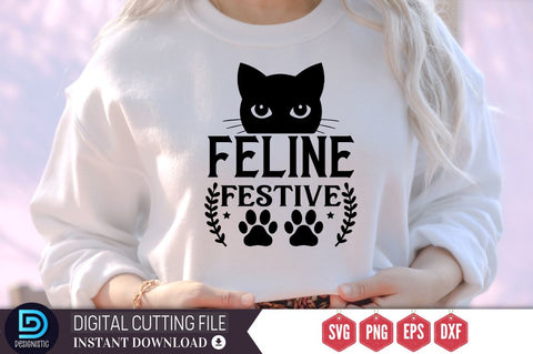 Feline festive SVG, Feline festive SVG DESIGNISTIC 