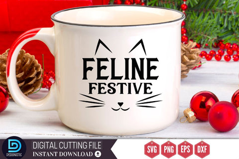 Feline festive SVG, Feline festive SVG DESIGNISTIC 