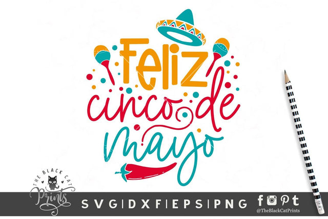Feliz Cinco De Mayo cut file SVG TheBlackCatPrints 