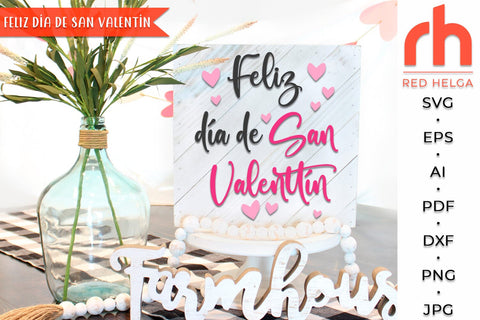 Feliz día de San Valentín SVG - Valentine's Card Cut File - Valentine Decor DXF SVG RedHelgaArt 