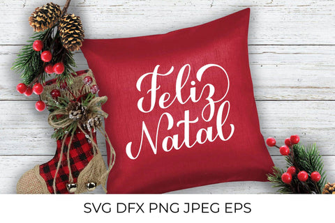 Feliz Natal calligraphy hand lettering. Merry Christmas in Portuguese SVG LaBelezoka 