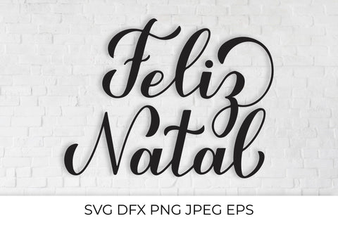 Feliz Natal calligraphy hand lettering. Merry Christmas in Portuguese SVG LaBelezoka 