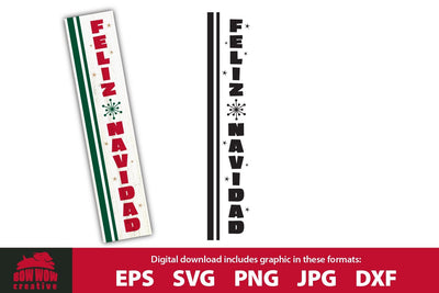 Feliz Navidad Christmas Porch Sign Sign SVG Cutting File SVG Bow Wow Creative 