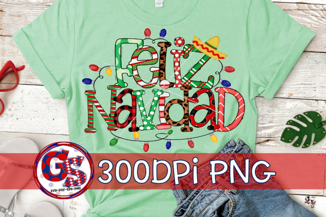 Feliz Navidad PNG for Sublimation-Christmas PNG Sublimation Greedy Stitches 