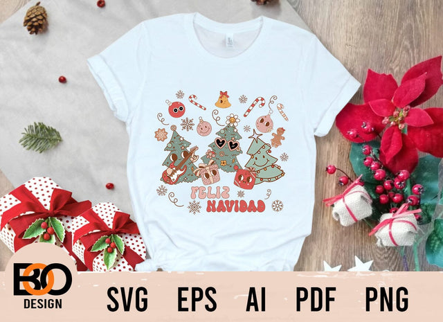 Feliz Navidad Png Sublimation, Retro Spanish Feliz Navidad Merry Christmas Png, Feliz Navidad Christmas PNG Sublimation SVG Sublimation BOO-design 