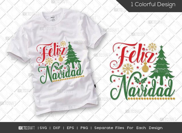 Feliz Navidad SVG Cut File | Merry Christmas Svg | Mexican Christmas Svg | Spanish Christmas Svg | Family Christmas Svg | Holiday Svg | T-shirt Design SVG ETC Craft 