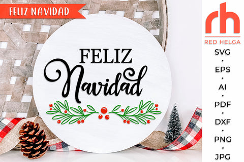 Feliz Navidad SVG - Holly Wreath Cut File SVG RedHelgaArt 