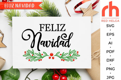 Feliz Navidad SVG - Holly Wreath Cut File SVG RedHelgaArt 