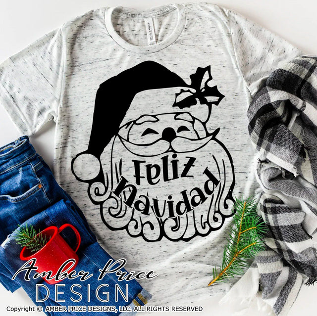 Feliz Navidad SVG PNG DXF | Spanish Christmas SVG | Santa SVG for Cricut & Silhouette SVG Amber Price Design 