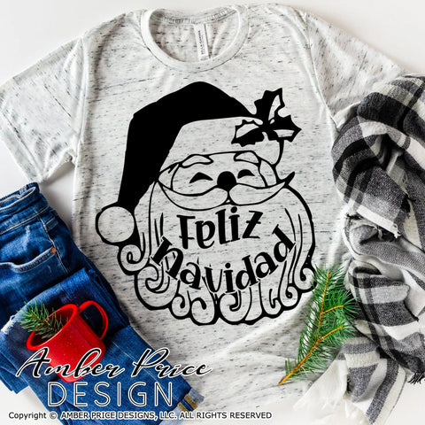 Feliz Navidad SVG PNG DXF | Spanish Christmas SVG | Santa SVG for Cricut & Silhouette SVG Amber Price Design 