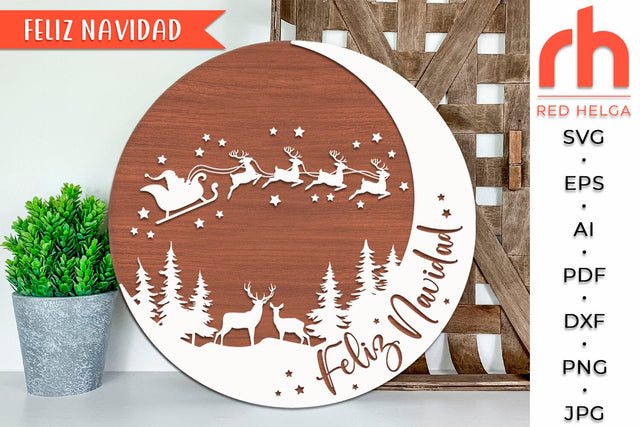 Feliz Navidad SVG - Xmas Forest Cut File - Spanish Christmas DXF SVG RedHelgaArt 