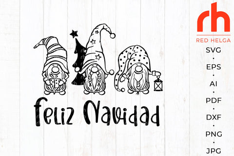 Feliz Navidad SVG - Xmas Gnomes Cut File SVG RedHelgaArt 