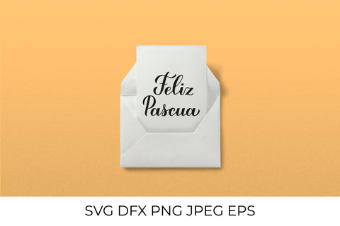 Feliz Pascua. Happy Easter calligraphy hand lettering in Spanish language SVG LaBelezoka 