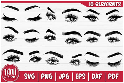 Female Eyes SVG Bundle | Make up designs | Lashes Silhouette SVG TatiStudio 