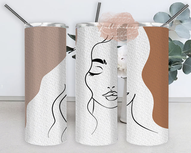 Female Face Line Art Tumbler Design, Boho Girl 20oz Skinny Wrap, Boho Woman Line Art Tumbler Png, Abstract Face Art Tumbler Wrap, Digital Download Sublimation Rabbitmakies 