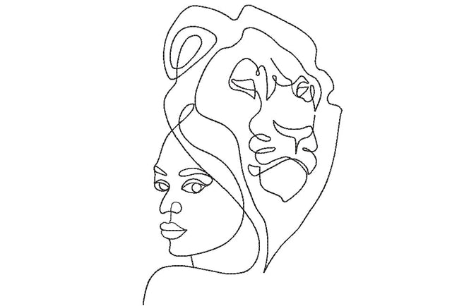 Female face with lion machine embroidery design,5 sizes , instant download Embroidery/Applique DESIGNS ArtEMByNatalia 
