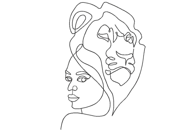 Female face with lion machine embroidery design,5 sizes , instant download Embroidery/Applique DESIGNS ArtEMByNatalia 
